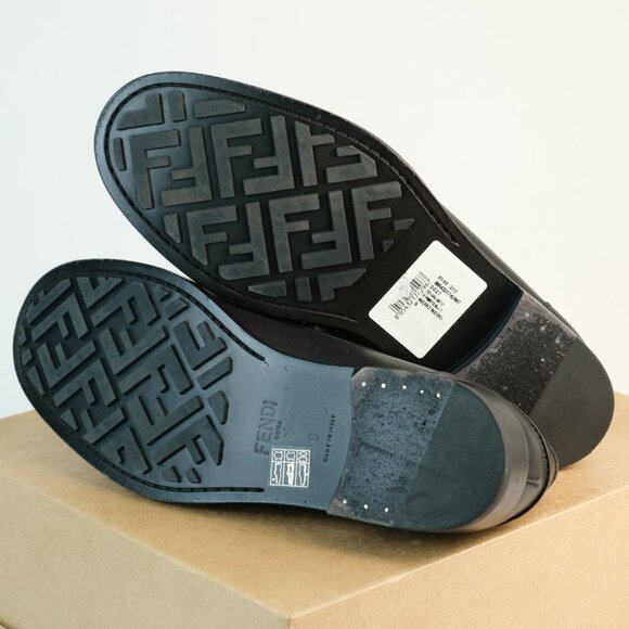 Fendi Men’s Tonal FF-Monogram Leather O’Lock Loafers, Black, US 9/EU 42 - Picture 3 of 11